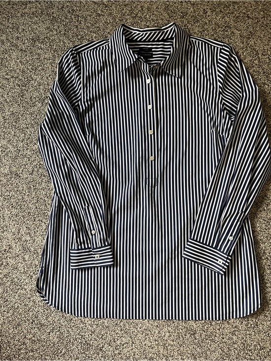 Talbots Tops - Talbots Navy and White Striped Button Tunic